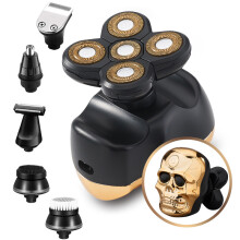 RESUXI 6 In 1 Rasoio electric Multifunzionale Ricaricabile USB Design Teschio Cinque Teste Flottanti