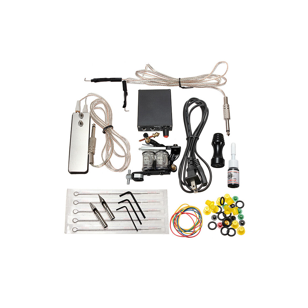 Complete Tattoo Machines Power Supply Gun Color Inks Kit Set
