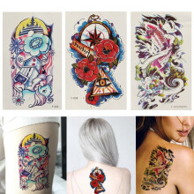 Buntes Fisch Blumenmuster Totem Arm Rücken Temporäres Tattoo Aufkleber Decal