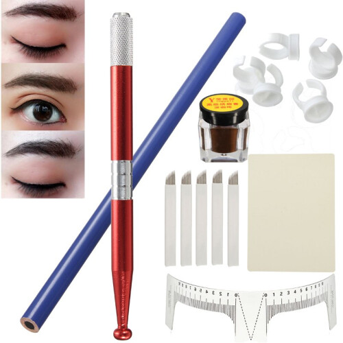 Permanent Makeup Oogbrauw Tattoo Naald Micro Blading Pigment Handpen Kit 1
