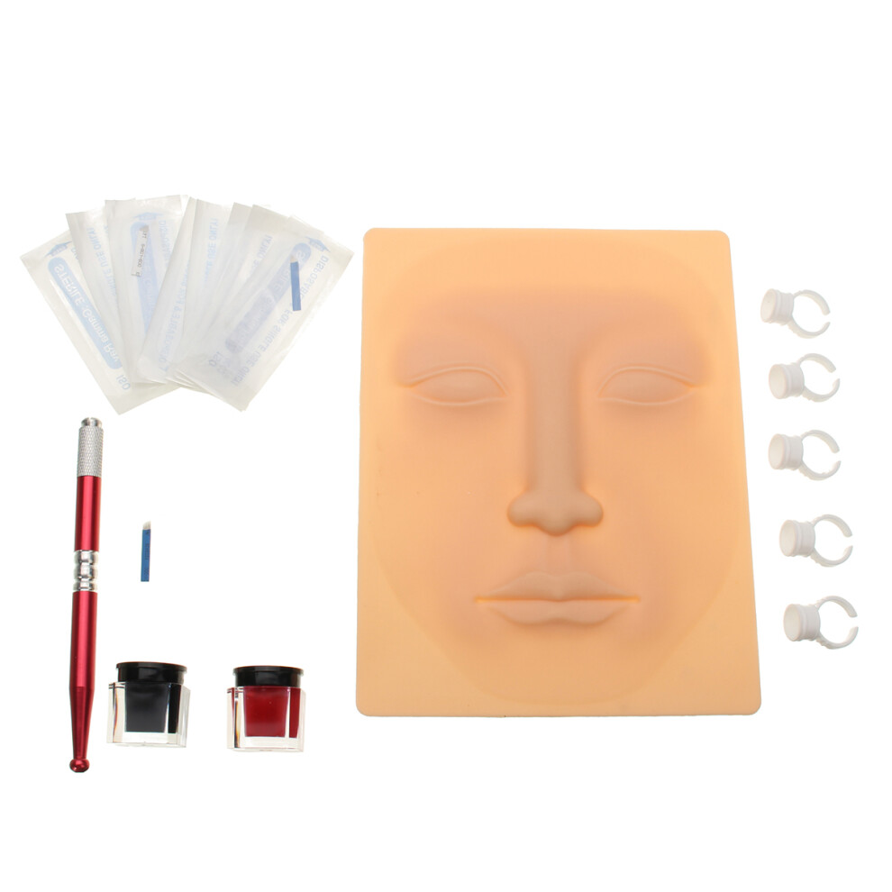 Micro Blading Permanent Makeup Eyebrow Tattoo Needle Pen Ink Practice Skin Kits