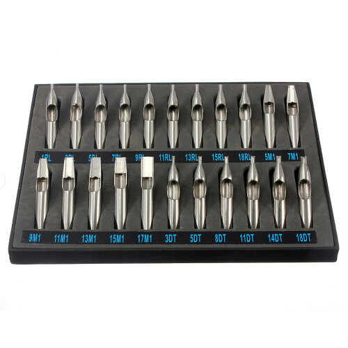 22Pcs Stainless Steel Tattoo Tips Nozzle for Needles Set Kit 1