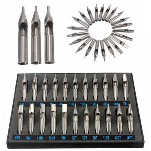 22Pcs Stainless Steel Tattoo Tips Nozzle for Needles Set Kit