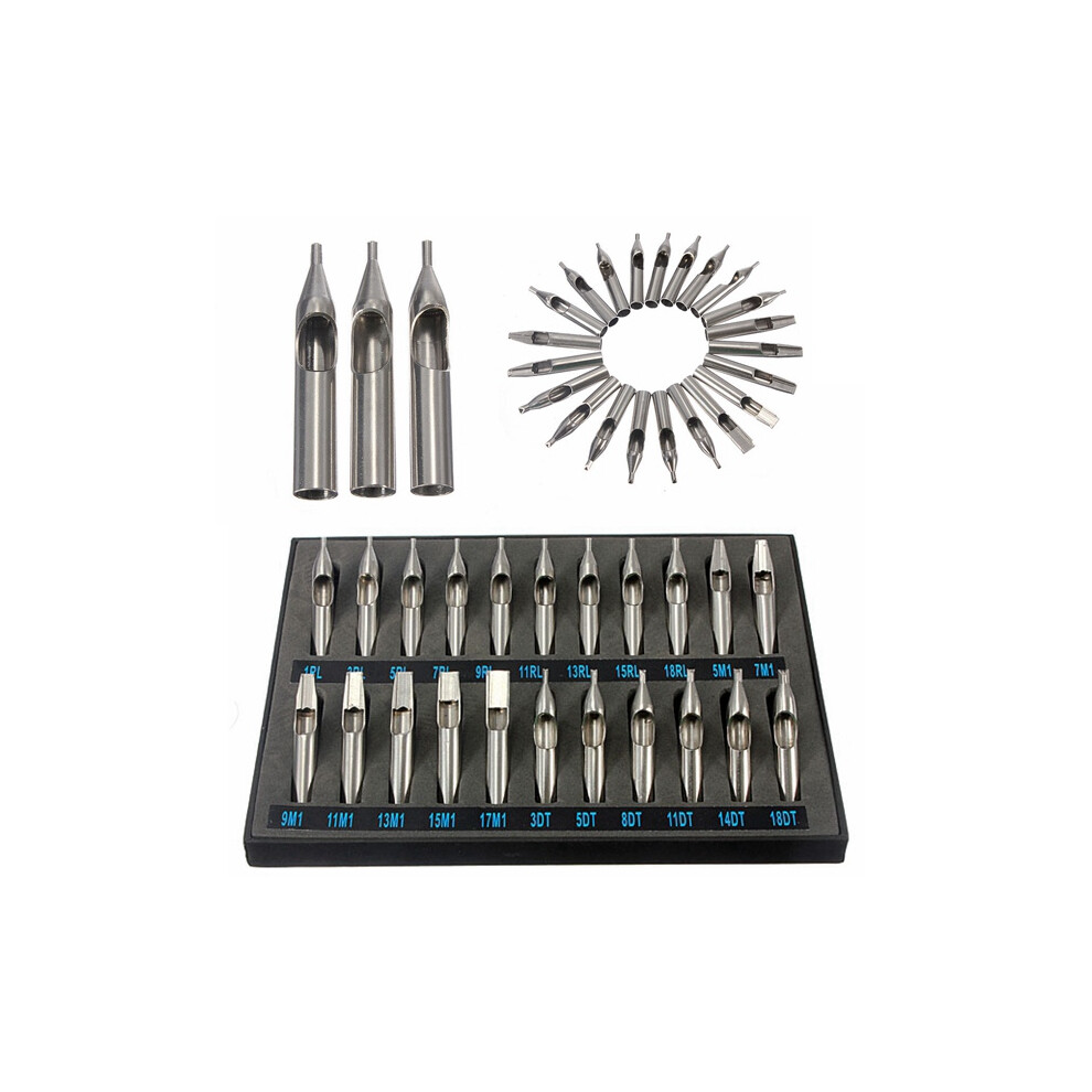 Silver 22Pcs Stainless Steel Tattoo Tips Nozzle For Needles Set Kit