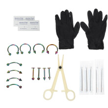 20 - teiliges Körperpiercing - Werkzeugset Tragbares Ohr - Nasen - Bauch - Nippel - Nadel - Nasenring - Set