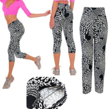 Stampa Athleisure Pantaloni Sportivi Yoga Elasticizzati a Vita Alta