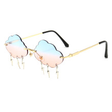 Damen Metall Sonnenbrille Wolkenform PC-Glas Randlose Shades UV400 Accessoire