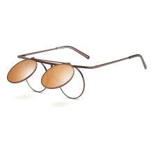 Steam Punk UV400 Zonnebril Gepolariseerde Lens Flip - ope Vintage Rond