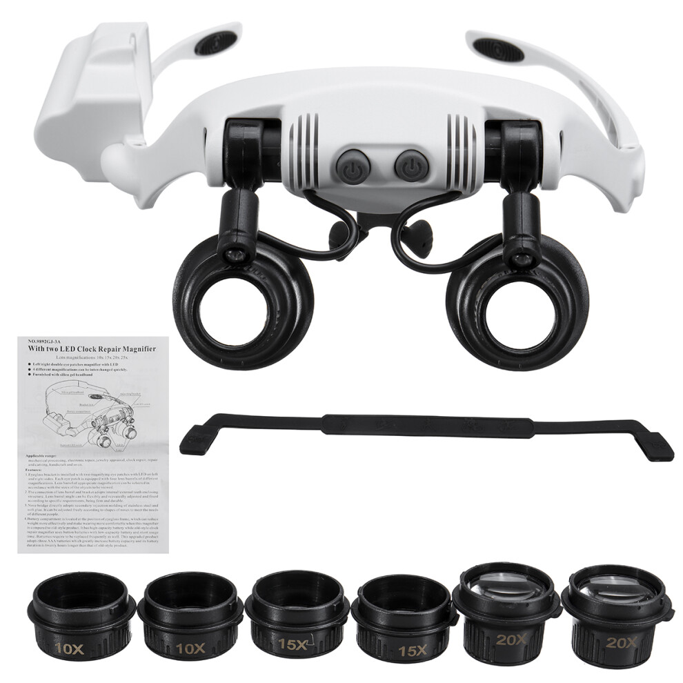 Light 10X 15X 20X 25X Led Magnifying Glasses Jewelry Loupe Magnifier Binocular Loupe Glasses With Enlargement Mirror