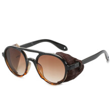 Occhiali da sole steampunk classici UV400 per donne e uomini rotondi con lenti flip up occhiali da sole vintage.