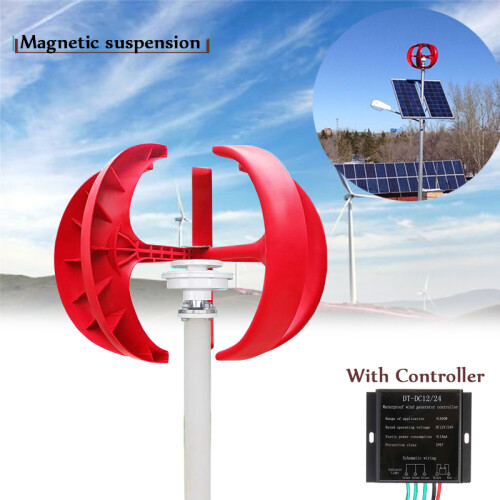 400W 12V/24V Lantern Vertical Axis 5 Blades Wind Turbine Wind Generator with Controller 1