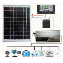 12V/24V Kit di Sistema Solare Fai-da-Te con Controller di Carica Solare LCD 18V 20W Pannello Solare Inverter Solare da 800W Kit di Generazione di