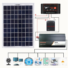12V/24V Kit di Sistema Solare Fai-da-te Regolatore di Carica Solare 18V Pannello Solare 20W Inverter Solare 800W Kit di Generazione di Energi