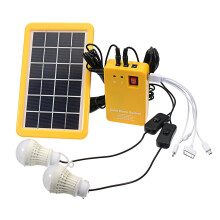 Sistema solare alimentato da 3W generatore di ricarica con pannello solare sistema di generazione di energia USB 5V con 2 lampadine.