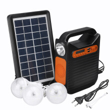 25W Sistema di Emergenza Alimentato da Sole Kit Luce DC Generatore Solare Radio FM Audio USB Generazione di Energia con Pannello Solare