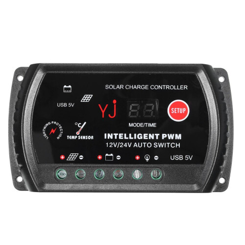 12/24V 10A Auto PWM Zonnepaneel Accu Regulator Oplader Controller LED USB 5V