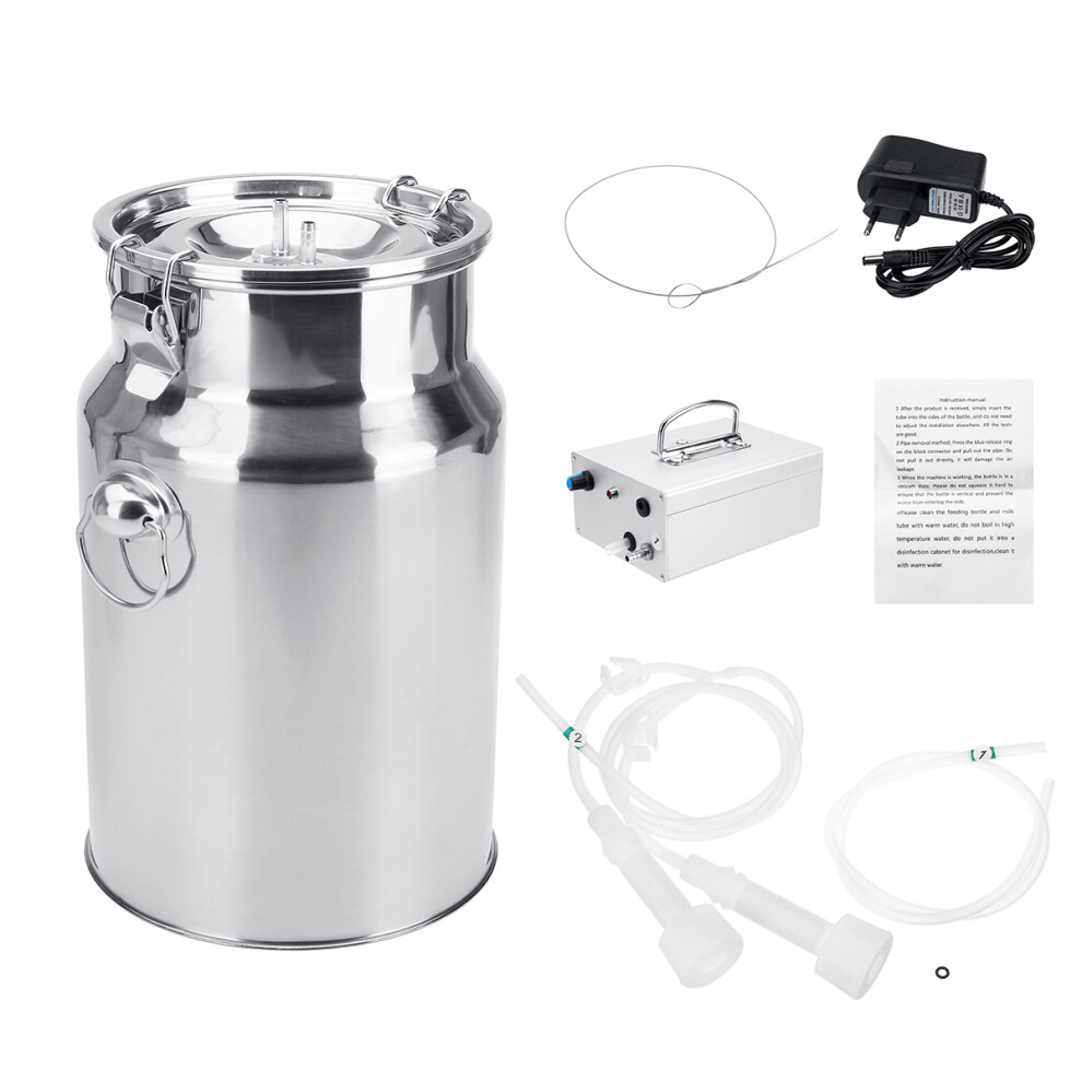 7L Bucket Electric Cow Milking Machine Sheep Goat Milker Portable Vacuum Pump