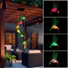 Campanello a vento solare LED per uccelli decorazione da giardino decorazione da esterno gancio a cintura con induzione automatica.
