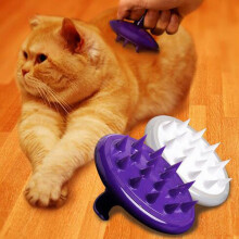 Spazzola per massaggio e toelettatura in silicone per cani purple spazzola per rimozione dei peli in silicone.