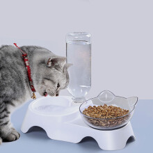 3 Soorten Schuin Kattenvoerkommen Bescherming van de Cervicale Wervels Met Wateropslagfles Multifunctionele Dierenkom 1/2 Kommen Set