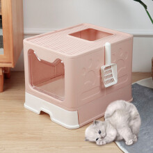 Hooded Kattenbak Gesloten Grote Kitty Toilet Kattenbak Schep Met Schep Vouwbare Lade Demonteerbaar