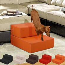 Tragbare Hund Katze 2 Stufen Haustier Treppe Rampe Leiter Lederbezug Klappsofa Haustierbett