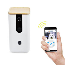 DOGNESS Telecamera per Cani HD WiFi con Dispenser di Snack per Animali Domestici e Alimentatore Intelligente per Animali