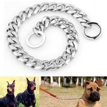 13Mm Collare per Cani in steel Inossidabile con Maglia Cubana a Catena Tagliata Argento