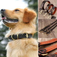 Collare per cane cucciolo gatto in vera pelle di mucca con fibbia cinturino per il collo brown S/L/XL