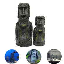 2PCS Statua in Resina dell'Isola di Pasqua Set Ornamento per Acquario Decorazione per Acquario