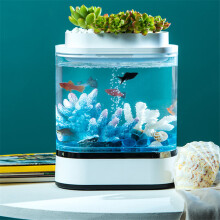 Geometry Mini Fish Tank USB Oplaadbaar Zelfreinigend Aquarium met 7 Kleuren LED Licht Voor Huisdecoraties Van Xiaomi Youpin