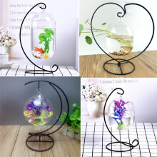 Sfera di glass trasparente appesa mini acquario per pesci decorazione da scrivania con supporto