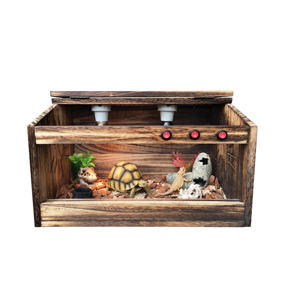 Wooden Reptiles Feeding Tank Box Enclosure Heating Cage Lizard Snake Cage Display Box