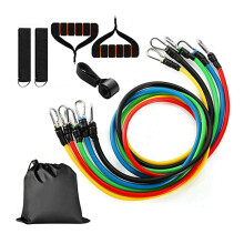 11pcs Portable Exercise Resistance Bands Set Fitness Exercises Workout Bands with Door Anchor Handles Ankle Straps