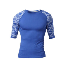 Mannen Compressie Luipaardprint Sport T - shirt Halve Mouw Sneldrogende Lichaamsvormer