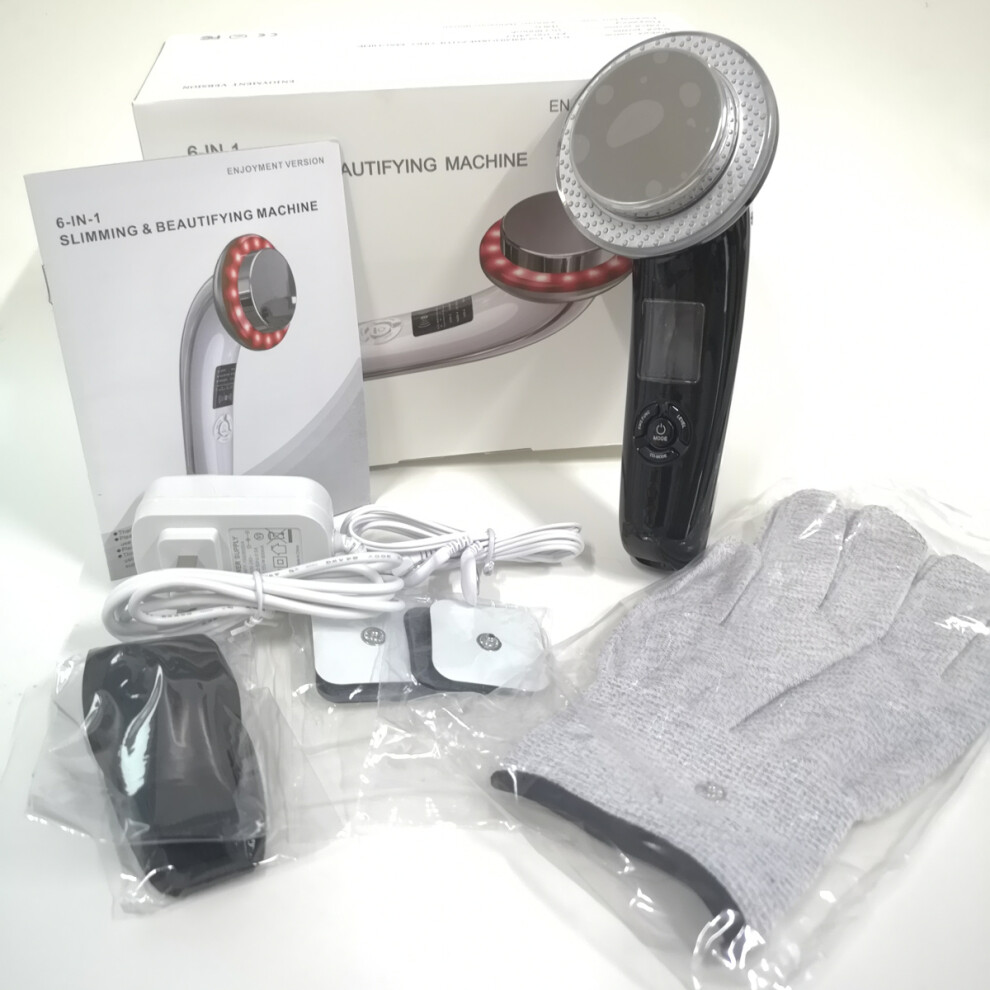Black 6 In 1 Rf Ultrasonic Cavitation Radio Frequency Ems Body Slimming Massager Anti Cellulite Massage Fat Burner Weight Lost Equipment