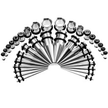 36 Pezzi Set di Dilatatori per Orecchie in steel da 1.6-10mm con Tunnel e Plug Espanditore