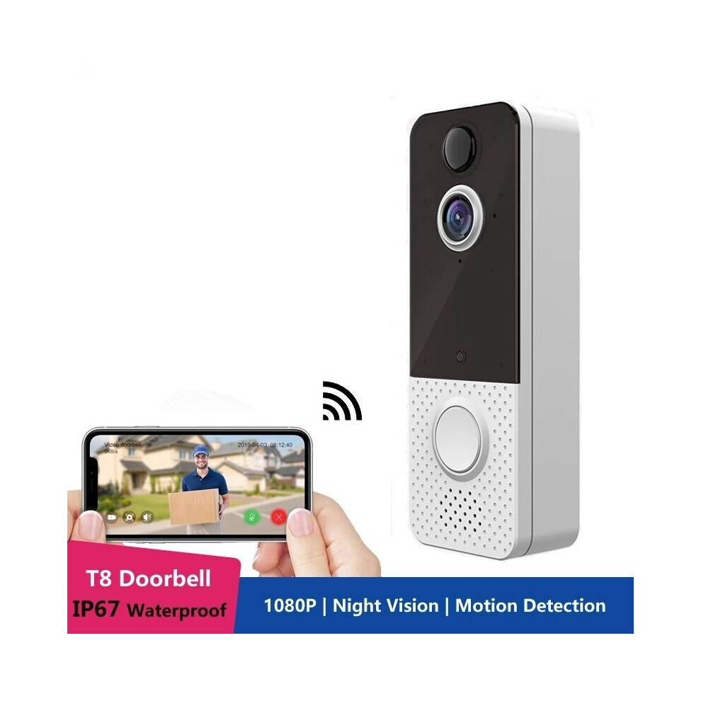 T8 1080P Wifi Smart Video Doorbell Camera Visual Intercom Night Vision Ip Doorbell Pir Wireless Ip67 Waterproof Cam 6901249681699