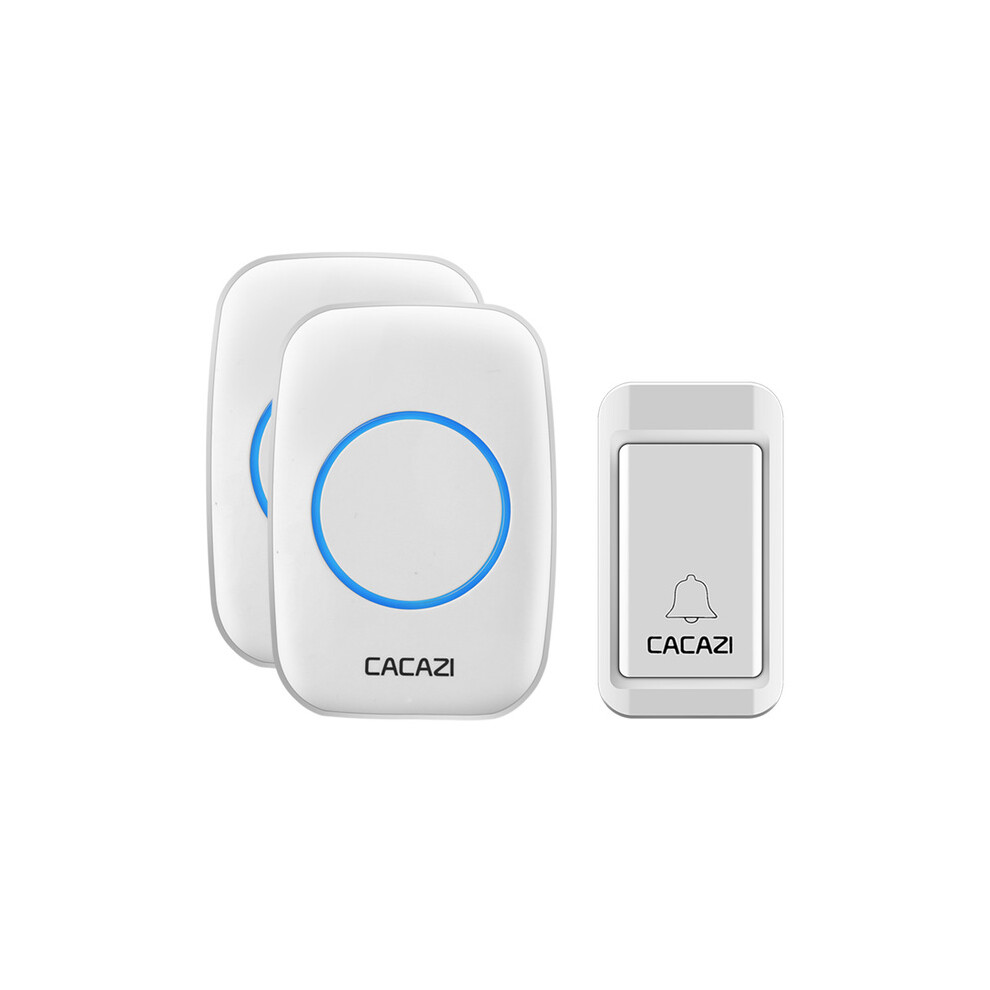 Cacazi A10G - 2 Drahtlose TüRklingel Selbstbetrieben Keine Batterien Wasserdichter Knopf 120M Reichweite Led Licht Kabellose Glocke 38 Melodien-image