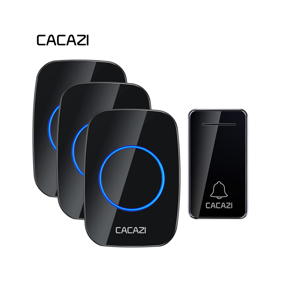Cacazi Fa10-3 Self-Powered Wireless Music Doorbell Waterproof No Battery Calling Doorbell Chime 1 Button 3 Receiver 6900064218530