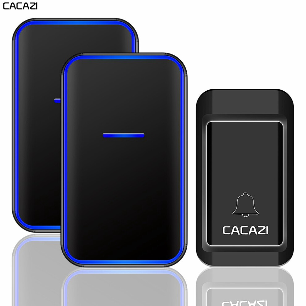 Cacazi Fa68 No Battery Required Home Wireless Doorbell 1 Button 2 Receiver Waterproof Self-Powered Ring Bell 6900063890003