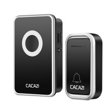 Campanello Wireless CACAZI 300M Impermeabile Campanello AC 110-220V 80dB 1 Emittente 1 Ricevitore Senza Batteria