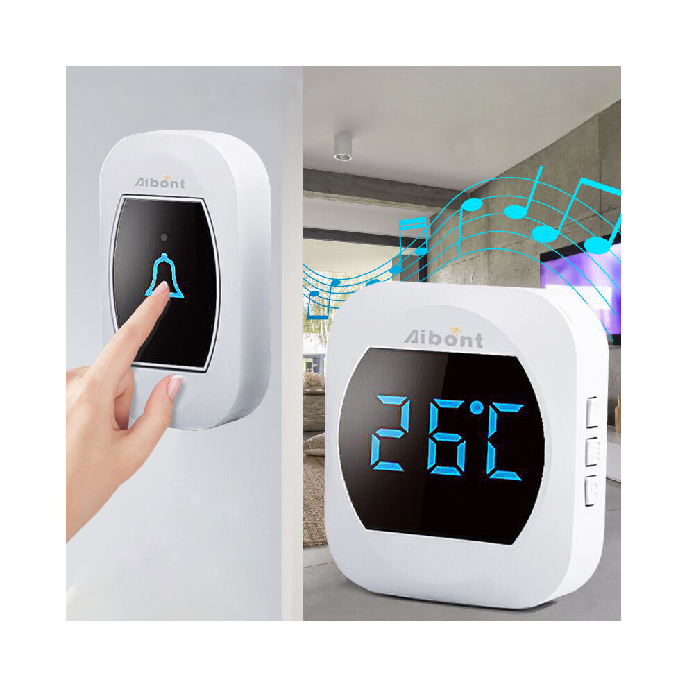 Smart Temperature Wireless Waterproof Doorbell 45 Chimes 200M Long Range Real-Time Thermometer 300028065679