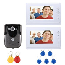 ENNIO SY819FCID12 Citofono Video da 7 Pollici con Monitor Campanello Interfono e Kit Telecamera IR con Chiave RFID