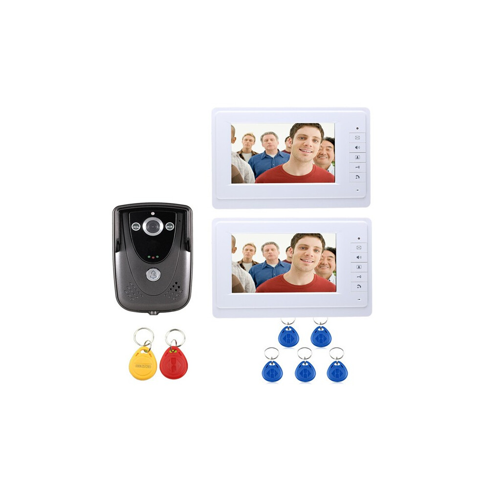Ennio Sy819fcid12 7Inch 2 Video Door Phone Doorbell Intercom Monitors With Rfid Keyfob Ir Camera Kit 6906140095361