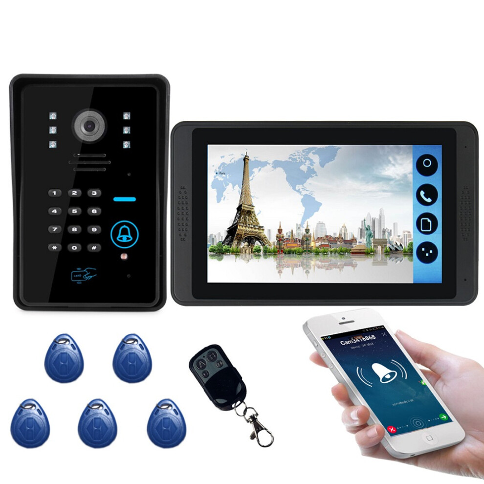 Ennio 7 Inch Wired Video Doorbell Video Camera Phone Remote Swipe Password Remote Unlock Video Intercom 791761498754