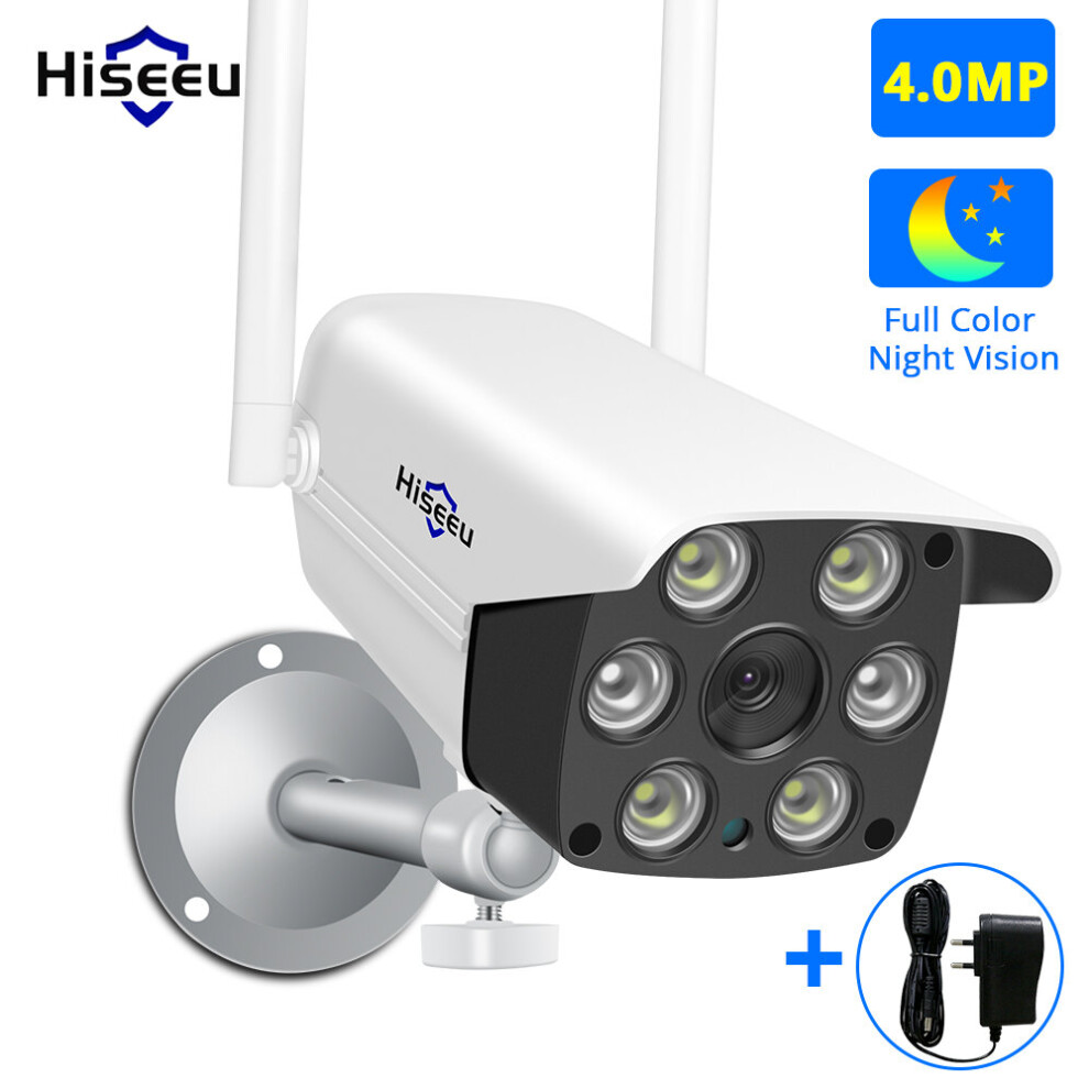 Hiseeu 4Mp Wifi Ip Camera Outdoor Onvif Wireless Waterproof Camera App Alarm Color Night Vision Tf Card 6901250677186