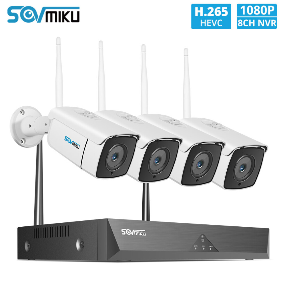 SOVMIKU SWK-4HT822 8CH 1080P Wireless CCTV System 4pcs 2MP Outdoor Wifi IP Camera 8CH NVR Recorder Video Security Camera System Surveillance Kit