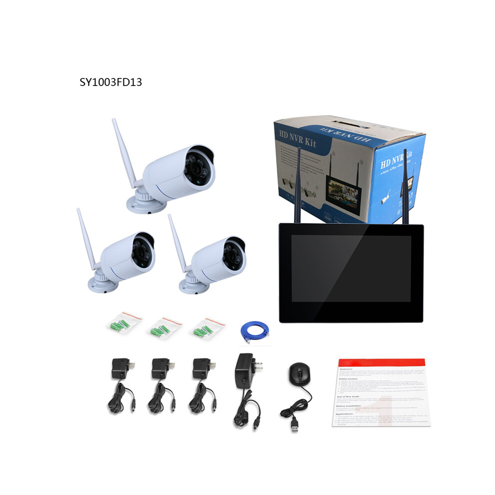 Ennio Sy1003fd13 10 Inch Tft 4Ch 960P Wireless Dvr Video Security Three Waterproof Bullet Ip Cameras 300029487609