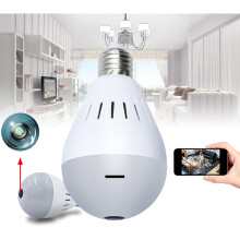 Kabellose HD 1080P WiFi IR Glühbirnenkamera 360 Panorama Fisheye Zwei - Wege - Audio